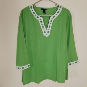 Sherry Taylor Womens Top Size L Linen Blend